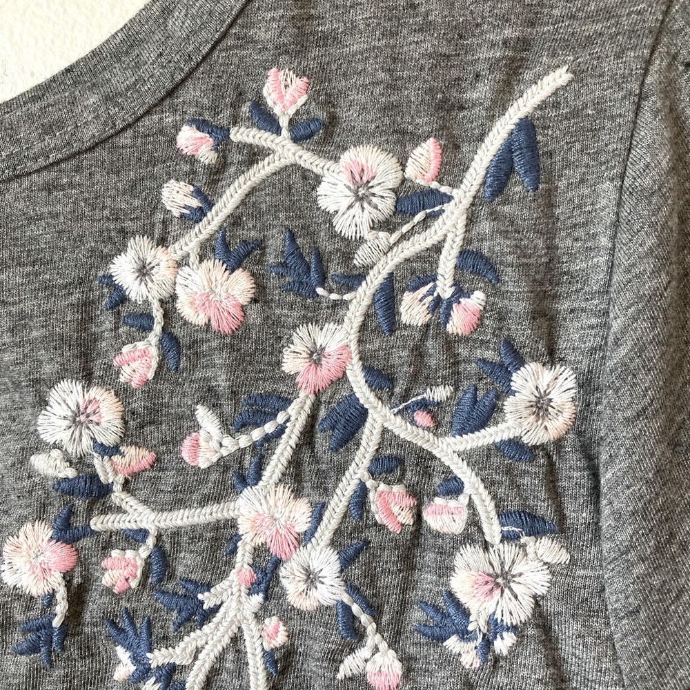 Lane Bryant Floral Embroidered Choker Tee, Gray - Picture 6 of 6